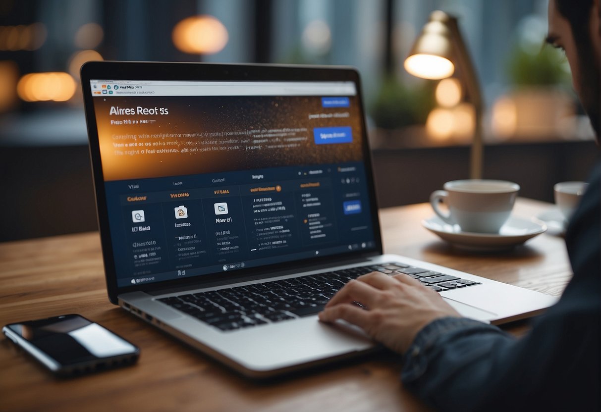 An individual uses Ahrefs keyword generator to explore keyword ideas, typing on a laptop with the Ahrefs interface on the screen